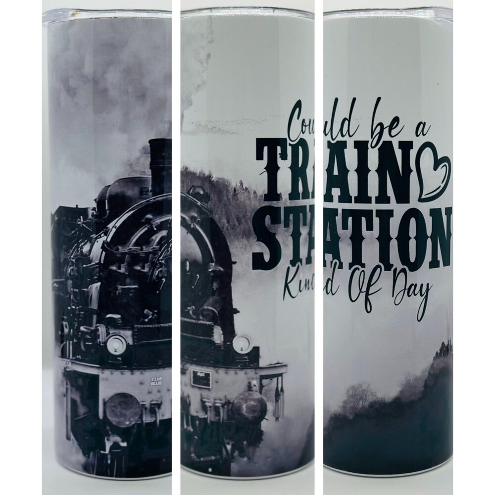 NEW Yellowstone/Train Station 20 oz. SS Tumbler w/Straw Set & Silicone Tip